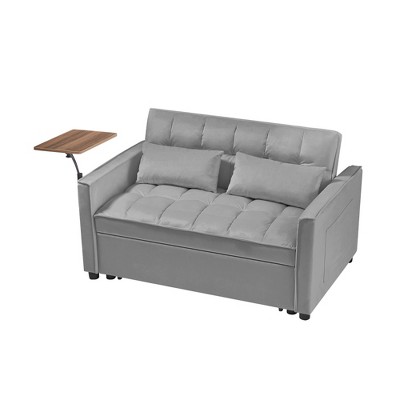 SKRAN 3 in 1 Convertible Upholstered Loveseat Sofa Sleeper Bed,Sofa with Pull Out Couch Bed and Rotatable Side Table for Living Room Apartment