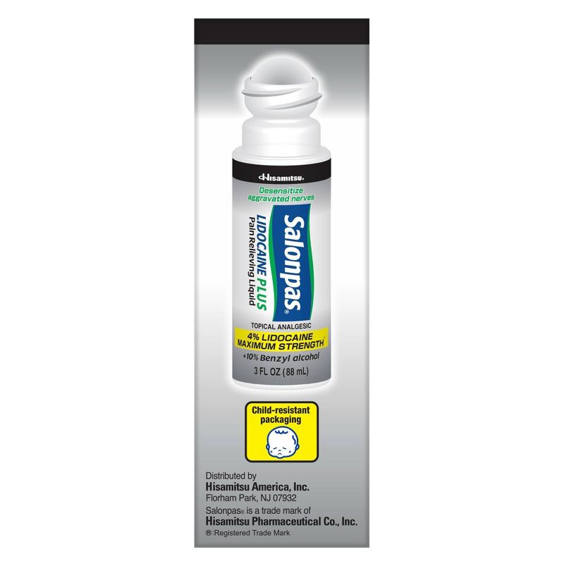 Salonpas Lidocaine Plus Pain Relieving Liquid Roll-On - No Mess Applicator - 3 fl oz, 5 of 6