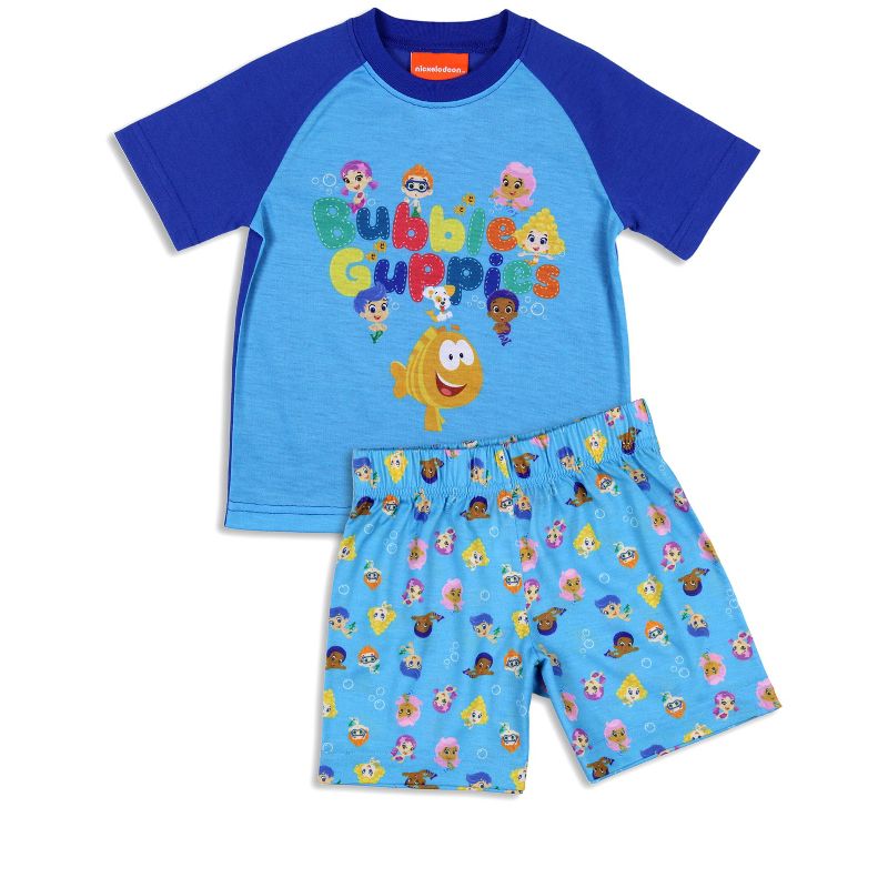 Nickelodeon Toddler Boy's Bubble Guppies Character Sleep Pajama Set Short Blue, 1 of 5