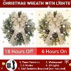 24 Inch Christmas Wreath with Lights Golden Bow Winter Wreath Silver Christmas Balls Pinecones Pine Needles - 3 of 4
