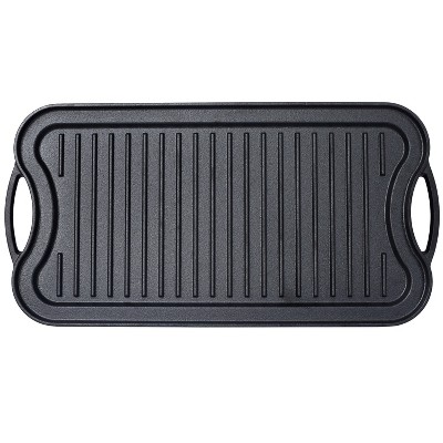 Pre-Seasoned Cast Iron Reversible Rectangular Grill/Griddle, Black,20inch x 10inch