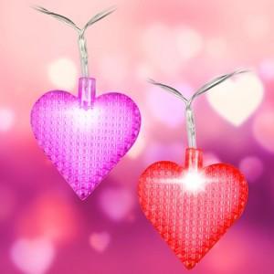 SCS Direct Red & Pink Heart 10 ft String Lights-Set of 2 w 40 Total LED Fairy Lights- Waterproof Battery Pack- 9 Different Modes- Indoor/Outdoor Decor - 1 of 4