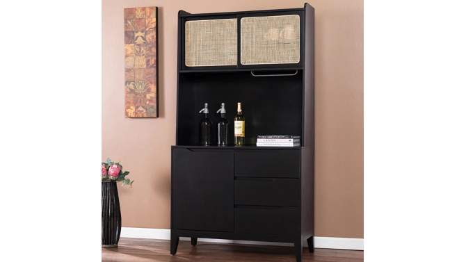 Groveholme Tall Buffet Cabinet with Storage Black/Natural - Aiden Lane, 2 of 12, play video