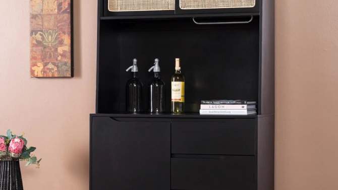 Groveholme Tall Buffet Cabinet with Storage Black/Natural - Aiden Lane, 2 of 12, play video