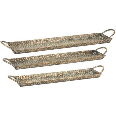 Melrose Hammered Metal Tray (Set of 3)