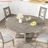 Kitchen 47 inch Round Dining Table for 4-6, Farmhouse Kitchen Table w/Wooden Pedestal Base, Gray Wood Top - 3 of 4