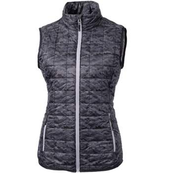 Women's Long Puffer Vest with Hood - S.E.B. By SEBBY Black X-Large