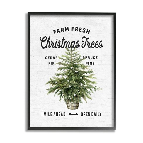 Stupell Industries Farm Fresh Fir & Pine Christmas Advertisement Sign Black Framed Giclee Art - image 1 of 4