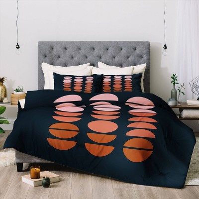 Twin Extra Long June Journal Desert Circles Comforter Set Orange - Deny Designs