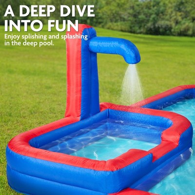 Mega Inflatable Blue and Red Backyard Water Slide Park