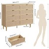Rattan Dresser with 8 Drawers, Tall Modern Closet with Deep Storage, Large Chest of Drawers with Wide Top, Long Wooden Dresser for Living Room - 2 of 4