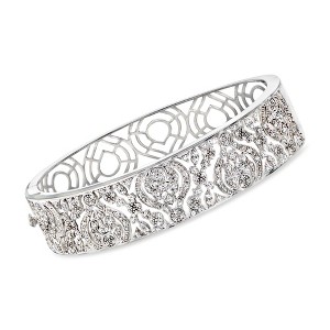 Ross-Simons 1.00 ct. t.w. Diamond Filigree Openwork Bangle Bracelet in Sterling Silver Size 7 - 1 of 3