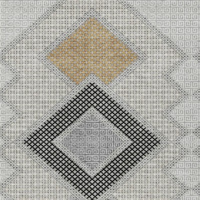 HomeRoots 9' X 12' Gray Gold And Charcoal Geometric Washable Indoor Outdoor Area Rug