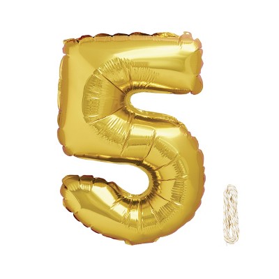 gold number 5 balloon