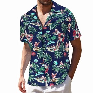 Men's Hawaiian Short - Sleeve Shirt, Classic Aloha Button - Down, Casual Beach Party Vacation Top - 1 of 4