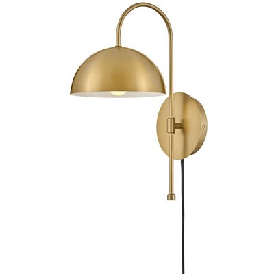 Lou Lacquered Brass and Black Mid-Century Modern Sconce