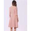 INSPIRE CHIC Women's Boat Neck Half Sleeves Midi Flared Office Dresses - 3 of 4