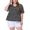 Agnes Orinda Women's Plus Size Floral Pleated V Neck Short Sleeve Tiered Babydoll Blouses - 2 of 4