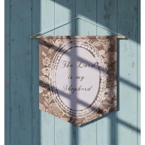 The Lord Is My Shepherd Pennant – Religious Toile Wall Art 18x21" by Manual Woodworkers and Weavers - 1 of 3