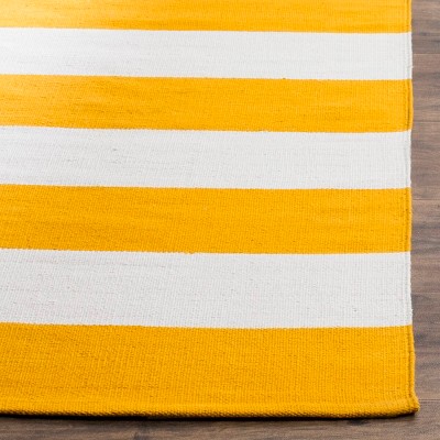 Yellow and Ivory Striped Cotton Runner Rug 2'3" x 6'