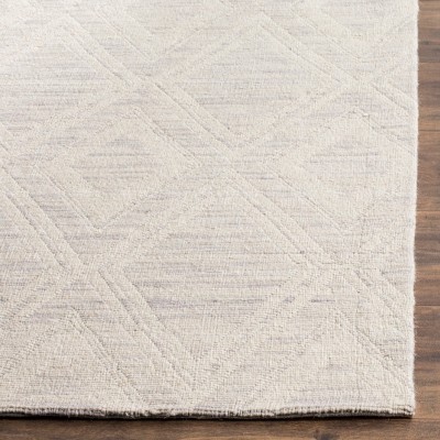 Silver and Ivory Geometric Wool Square Area Rug