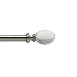 Versailles Crystale Egg Finial Steel Heavy Duty Curtain Rod Set for Windows Brushed Nickel - 1 of 4