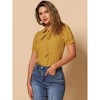INSPIRE CHIC Women's Retro Dots Print Bow Tie Peter Pan Collar Chiffon Blouse - 2 of 4