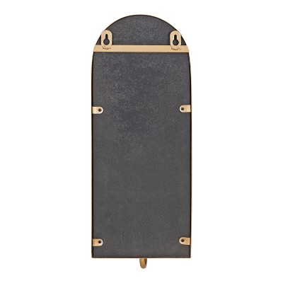 Elegant Gold Arched Mirror Wall Sconce with Candle Holder, 6x5x16