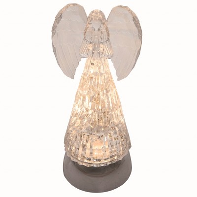 Transpac Plastic Light Up Glitzmas Angel Decor Tabletop Figurine White Prelit Christmas Decoration Indoor Use Gift Giving and Hostess Gifts Spot or