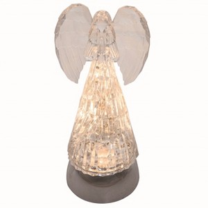 Transpac Plastic Light Up Glitzmas Angel Decor Tabletop Figurine White Prelit Christmas Decoration Indoor Use Gift Giving and Hostess Gifts Spot or - 1 of 2