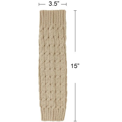 Wrapables Women's Cable Knit Leg Warmers, Khaki - image 4