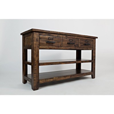 Rustic Acacia Wood 50" Sofa Table with Storage in Distressed Brown