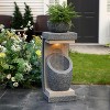 LuxenHome 32" H Resin Bowl Sculpture Outdoor and Indoor Resin Cascading Water Fountains Indoor with LED Lights Garden Decor Waterfall Gray - 2 of 4