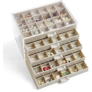 5-Drawer Acrylic Earring Organizer with 120 Clear Compartments Display Stand - 1 of 4