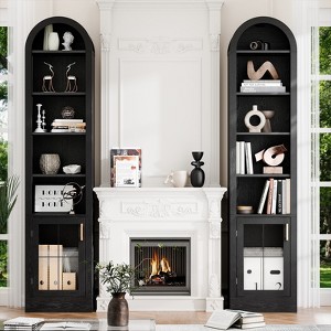GlasFlength Decorative Storage Cabinets Modern Chic Organizer Elegant Design for Stylish Living Room Spaces, Black, 16.1”*10.2”*71.1" - 1 of 4