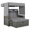Isabel 2-piece PE Rattan Patio Daybed with Adjustable Back and Cushions, Chaise Lounge, Outdoor Furniture, Tanning Near Me - Maison Boucle - 2 of 4