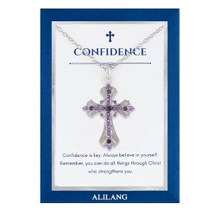 Anna-Kaci Purple Lavender Rhinestone Celtic Cross Necklace with Message Card & Envelope Jewelry Gift - 1 of 4