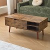 Wood Lift Top Coffee Table with Hidden Compartment and Adjustable Storage Shelf, Lift Tabletop Dining Table for Home Living Room, Office - 3 of 4