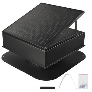 VEVOR Roof Attic Exhaust Fan, 35W Smart Solar Roof Ventilation Fan Auto Temperature Control, 2400 CFM Airflow Built-in Brushless DC Motor,Black - 1 of 4