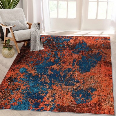 Washable Rug Modern Rug Contemporary Abstract Colorful Rug Ultra-Thin Indoor Carpet