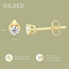 Gilded 1/3 ct. T.W. Round Lab Diamond (SI1 Clarity, F Color) and Sterling Silver Yellow Gold Plated Stud Earrings - 4 of 4