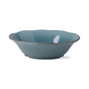 tagltd 16 oz. 7 in. Veranda Cracked Glazed Solid Aqua Wavy Edge Melamine Serving Bowls 4 pc Dishwasher Safe Indoor Outdoor - 1 of 2