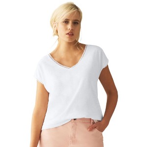 ellos Plus Size Crochet Trim Tee - 1 of 4