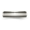Black Bow Jewelry 6mm Titanium & Sterling Silver Inlay Antiqued/Brushed Grooved Band - 3 of 4