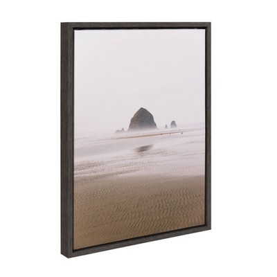 Oregon Coast Framed Canvas Print in Dark Gray Frame