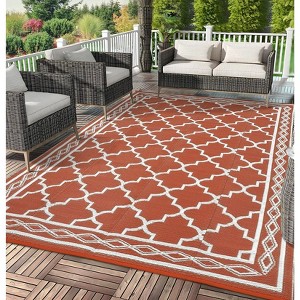 Waterproof Patio Rug Mat Outdoor Carpet Reversible RV Camping Portable Picnic Plastic Straw Rug Outside Area Rug for Balcony Deck Backyard Patio - 1 of 4