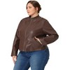 Agnes Orinda Women's Plus Size PU Motorcycle Zipper Pocket Faux Jackets - 3 of 4
