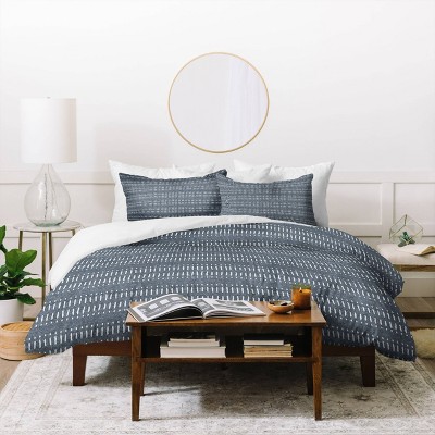 Twin/Twin Extra Long Little Arrow Design Co Dash Dot Stripe Duvet Set Blue - Deny Designs