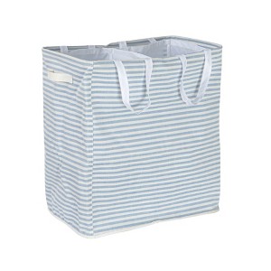 Rectangular Double Sorter with Handles, Blue and White Stripe - 1 of 4