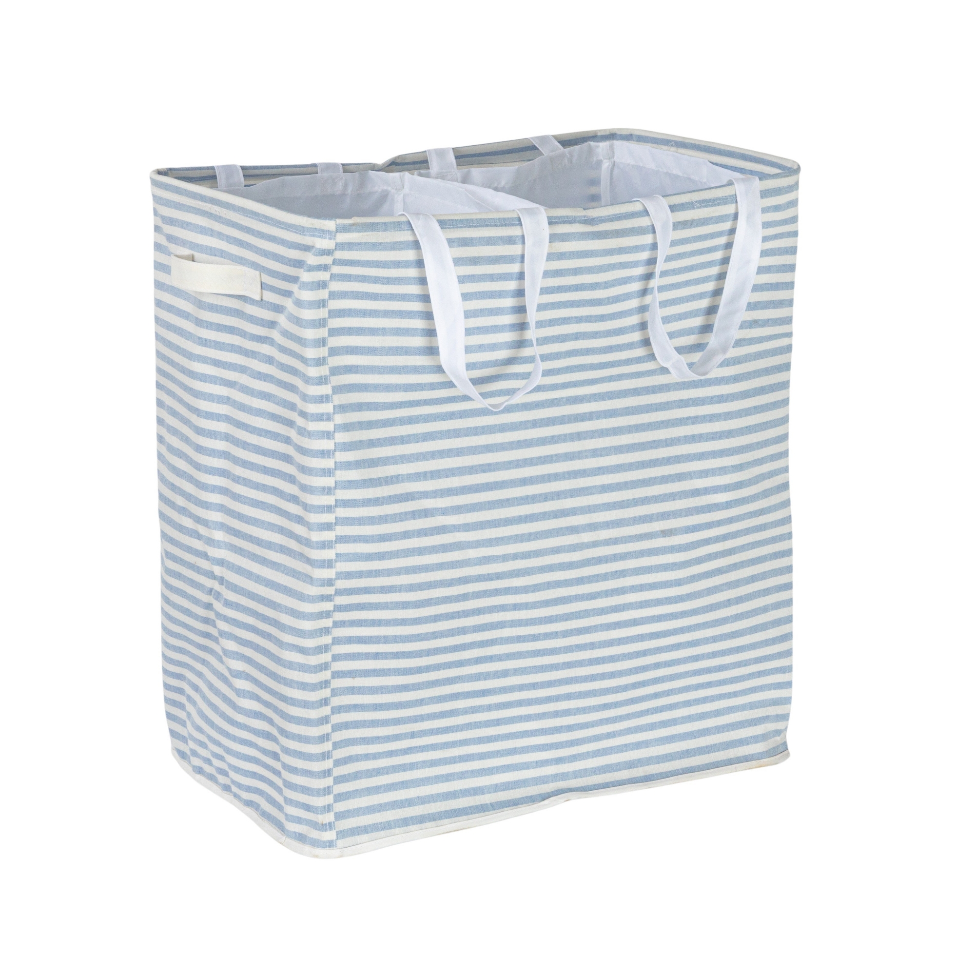 Rectangular Double Sorter with Handles, Blue and White Stripe